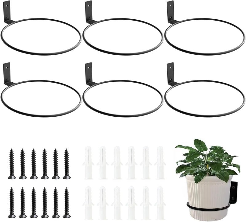Neiteli 8 Inch Wall Mounted Plant Holder,Plant Wall Mount,Flower Pot Holder for Outside,Wall Planters for Indoor Plants (6 Pack) - Image 1